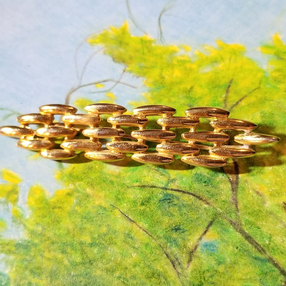 Vintage brooch woven look brooch gold tone pin